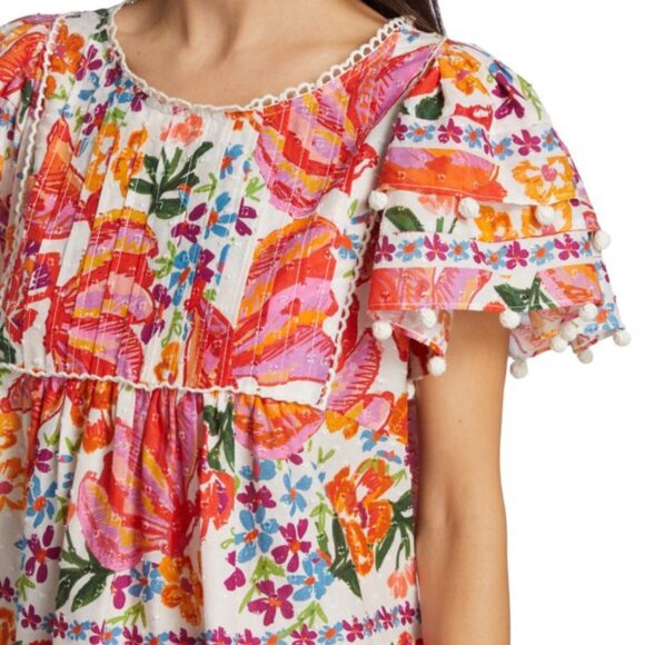 Farm Rio XS Spring Bananas Pintuck Blouse Colorful - Picture 7 of 10
